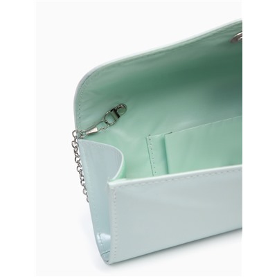 Сумка-клатч женская вечерняя на магните, на длинной цепочке, лаковая, однотонная, чёрная