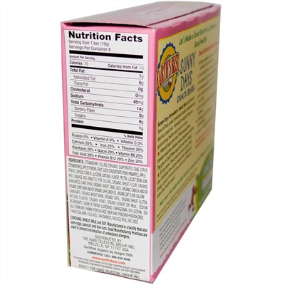 Earth's Best, Organic Sunny Days Snack Bars, Strawberry, 8 Bars, 0.67 oz (19 g) Each