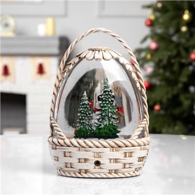 Фигура светодиодная «Снежная корзинка», 20.3×15×9 см, музыка, батарейки ААх3 (не в комплекте), USB, свечение тёплое белое