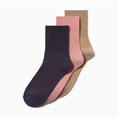 Носки женские KAFTAN Base, набор 3 пары, размер 36-39 (23-25 см) сиреневый, розовый, бежевый