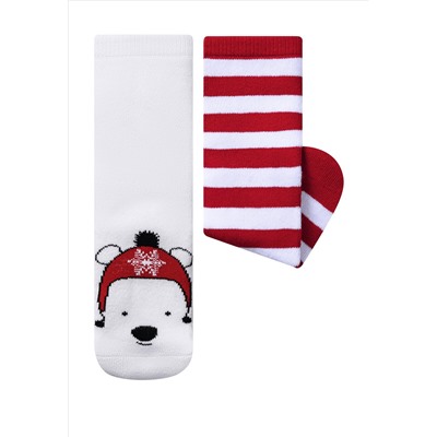 Детские хлопковые носки с принтом, красный/ белый
