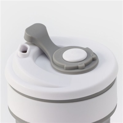 Стакан складной с крышкой Доляна «С собой», 350 мл, 8.5×14 см, серый