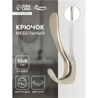 Крючок мебельный CAPPIO NOTE, двухрожковый, цвет матовый никель