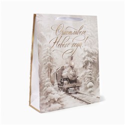 Пакет подарочный новогодний крафтовый «С Новым годом», L 31×40×11.5 см