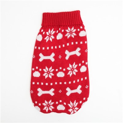 Свитер «Косточки-снежинки», размер 8 (ДС 20-23, ОГ 25-32, ОШ 16-19 см), красный