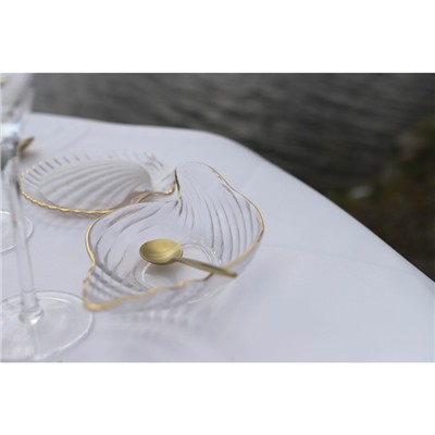 Блюдо сервировочное Magistro «Ракушка», 20×11 см, с золотой отводкой, стекло, прозрачное