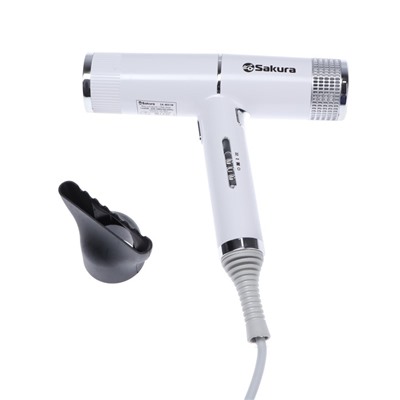 Фен Sakura SA-4051W, 1600 Вт, 3 скорости, 3 температурных режима, концентратор, шнур 1.8 м, белый