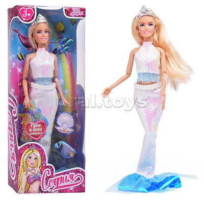 Кукла София, 29 см, Русалка (руки и ноги сгиб., аксесс.) в коробке