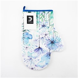 Варежка-прихватка Blue flowers, 20×28 см, саржа, 100% хлопок, ватин 250 г/м²