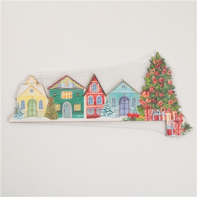 Новогодний декор на раму двери «Домики», 25.5×11.8 см