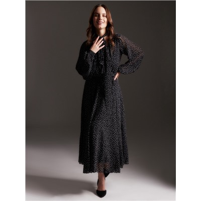 Платье с поясом миди женское MIST, размер 42, чёрное