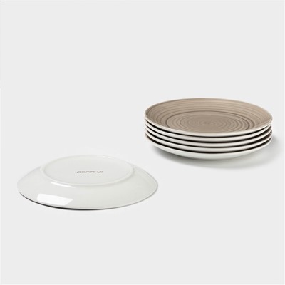 УЦЕНКА Набор фарфоровых тарелок Доляна «Палитра», d=19 см, 6 шт., серая