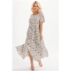 Платье штапель  5915/100/Молочный, бордовый