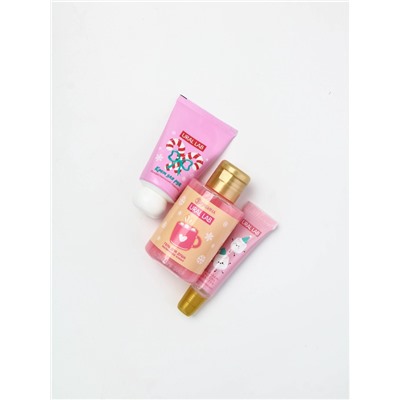 Подарочный набор в новогоднем носке: гель для душа, крем для рук, бальзам для губ и пилочка, URAL LAB