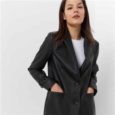 Пиджак женский из экокожи MINAKU: Eco leather, чёрный, размер 42