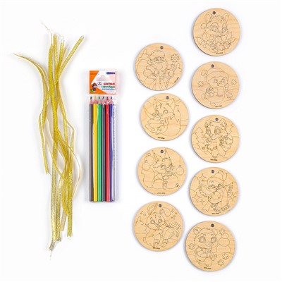 Заготовки для творчества на новый год «Шары», с карандашами