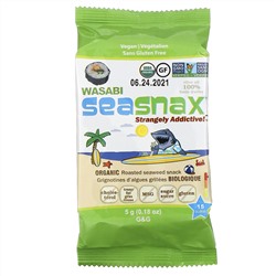SeaSnax, Grab & Go, Wasabi, Roasted Seaweed Snack, 6-pack (.18 oz each)