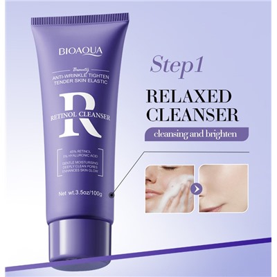 Набор для лица антивозрастной с ретинолом и гиалуроновой кислотой 6 средств в подарочной коробке BIOAQUA