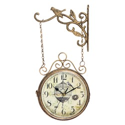 Часы настенные интерьерные «Птичка в клетке», двусторонние, на подвесе, бесшумные, плавный ход, 23×44 см, d=17 см