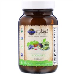 Garden of Life, MyKind Organics, комплекс витаминов группы B, 30 таблеток растительного происхождения