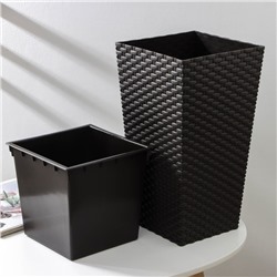 Кашпо для цветов со вставкой «Ротанг», 13 л, вставка 4.9 л, коричневое