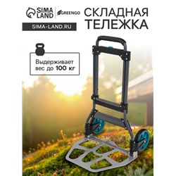 Тележка ручная хозяйственная, двухколёсная, нагрузка до 100 кг, складная, грузовая, Greengo