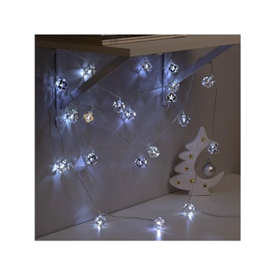 Гирлянда «Нить» 4 м с насадками «Кубик звезда», IP20, прозрачная нить, 20 LED, свечение белое, 8 режимов, 220 В