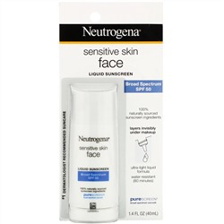 Neutrogena, жидкое солнцезащитное средство для чувствительной кожи лица, SPF 50, 1,4 жидк. унции (40 мл)