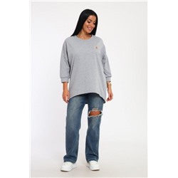 24414 Джемпер удлиненный с лейблом (Серый,белый)