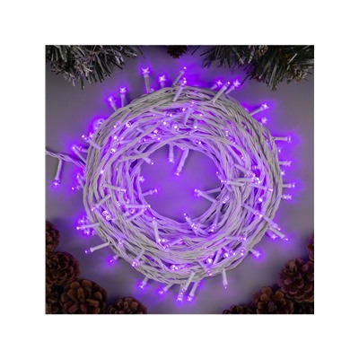 Гирлянда «Нить» 20 м, IP20, белая нить, 200 LED, свечение фиолетовое, 8 режимов, 220 В