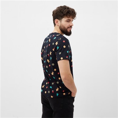 Футболка мужская KAFTAN Xmas family, размер 48, хлопок 100%, чёрная