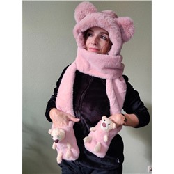 Шапка-шарф с ушками и шарфик