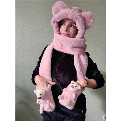 Шапка-шарф с ушками и шарфик