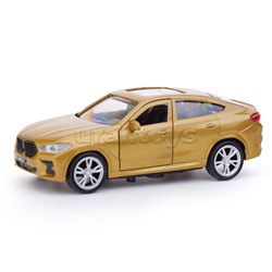 Машина металл BMW X6, 12 см, (откр.,двери, багаж, бежевый) инер, в коробке