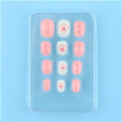 Детские накладные ногти «Милый котенок», 12 шт.