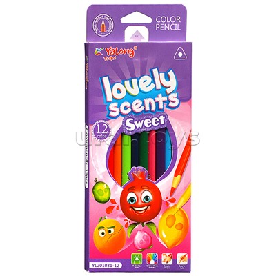 Карандаши цветные 12 цв., "Фрукт" пластиковые, трехгранные, заточенные, грифель 2.8 мм, картон. уп., европод.