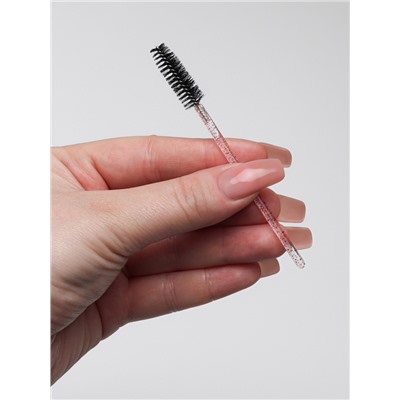 Набор щёточек для бровей и ресниц, 9.5 см, 50 шт., чёрный, красный, прозрачный