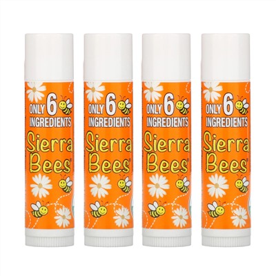 Sierra Bees, Органические бальзамы для губ, мандарин и ромашка, 4 шт. в упаковке, 0,15 унции (4,25 г) каждый
