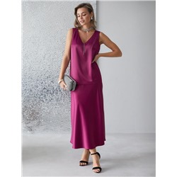 Элегантный топ с V вырезом из струящегося сатина