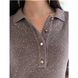 Джемпер поло с застежкой на пуговицы из хлопковой пряжи с пайетками