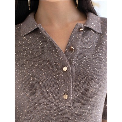 Джемпер поло с застежкой на пуговицы из хлопковой пряжи с пайетками