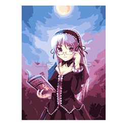 Холст с красками 22х30 по номерам "Девочка с книжкой" (16цв.)