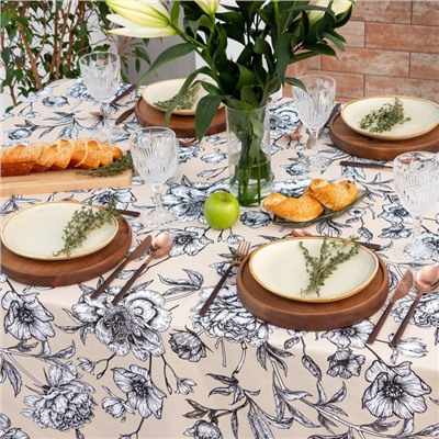 Скатерть «Доляна» Blooming garden, 144×250 см, 100% хлопок, 164 г/м²