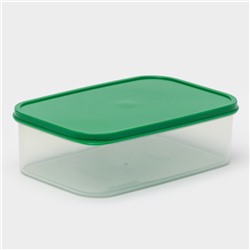 Контейнер для хранения еды Доляна, пищевой 1.2 л, пластик, прозрачный, крышка зелёная