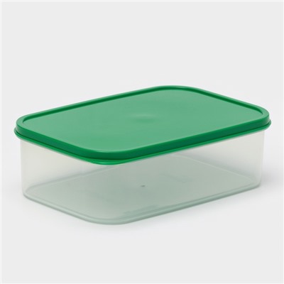 Контейнер для хранения еды Доляна, пищевой 1.2 л, пластик, прозрачный, крышка зелёная