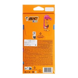 Карандаши цветные 12 цветов, детские, шестигранные, BIC Kids Tropicolors, пластиковые, ударопрочный грифель 3.2 мм, картонная упаковка