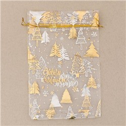 Мешочек подарочный новогодний органза «С Новым счастьем!», 10×12 см ± 1.5 см