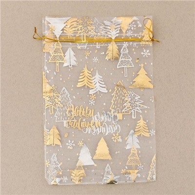 Мешочек подарочный новогодний органза «С Новым счастьем!», 10×12 см ± 1.5 см