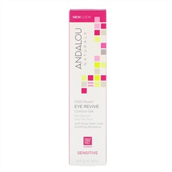 Andalou Naturals, Восстанавливающий контурный гель для чувствительной кожи вокруг глаз, 1000 роз, 6 жидких унций (18 мл)