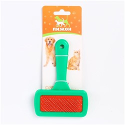 Пуходёрка «Симпл» с каплями, с пластиковой ручкой 9.2×13.2 см, зелёная